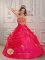 Hot Pink Appliques Decorate Strapless Layered Ruching Quinceanera Dress in Leipzig