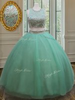 Scoop Apple Green Zipper Sweet 16 Quinceanera Dress Beading Sleeveless Floor Length(SKU PSSW064BIZ)