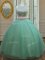 Scoop Apple Green Zipper Sweet 16 Quinceanera Dress Beading Sleeveless Floor Length