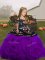 Elegant Purple Ball Gowns Tulle Straps Sleeveless Embroidery and Ruffles Floor Length Lace Up Kids Pageant Dress
