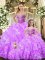 Glorious Lilac Ball Gowns Organza Sweetheart Sleeveless Beading and Ruffles Floor Length Lace Up 15 Quinceanera Dress