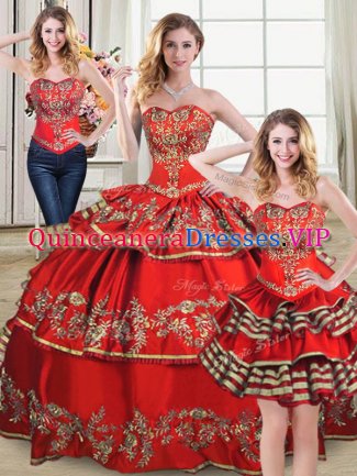 Excellent Sleeveless Lace Up Floor Length Embroidery and Ruffled Layers Sweet 16 Dress