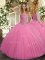 On Sale Floor Length Ball Gowns Sleeveless Rose Pink Sweet 16 Quinceanera Dress Lace Up