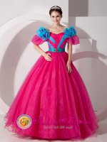Angel Fire New mexico /NM Off The Shoulder and Short Sleeves For Pretty Quinceanera Dress With Belt In Sun City AZ(SKU MLXNHY09-CBIZ)
