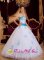 A-line Sweetheart Aqua and White Quinceanera Dress With Appliques Tulle In South Carolina