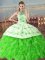 Sleeveless Court Train Embroidery and Ruffles Lace Up Sweet 16 Quinceanera Dress