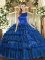 Royal Blue Scoop Neckline Ruffled Layers Ball Gown Prom Dress Sleeveless Lace Up
