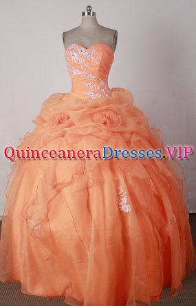 Clearance Ball Gown Sweetheart Neck Floor-length Orange Red Quincenera Dresses TD26001