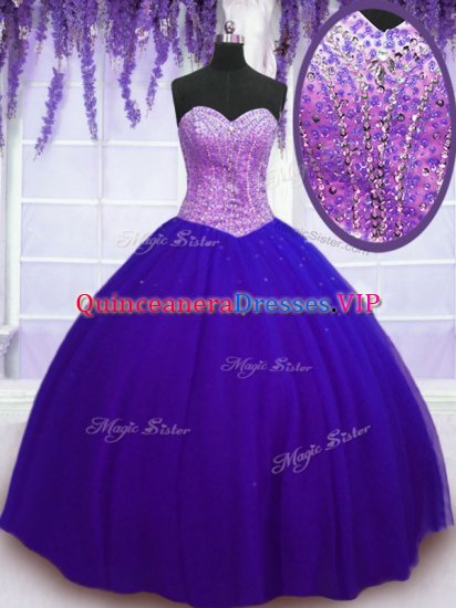 Dazzling Floor Length Blue Quinceanera Gowns Sweetheart Sleeveless Lace Up - Click Image to Close