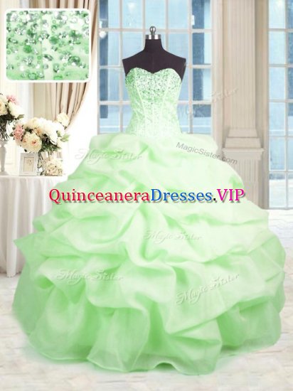 Romantic Sweetheart Sleeveless Organza Sweet 16 Dresses Beading and Ruffles Lace Up - Click Image to Close