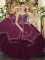 Traditional Burgundy Ball Gowns Beading and Pattern Sweet 16 Quinceanera Dress Lace Up Taffeta and Tulle Sleeveless Floor Length