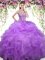 Charming Sleeveless Organza Floor Length Lace Up Quinceanera Dress in Lavender with Beading and Ruffles