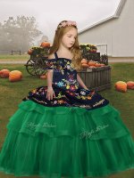 Wonderful Floor Length Ball Gowns Sleeveless Green Little Girl Pageant Gowns Lace Up