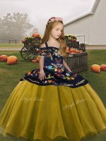 Most Popular Straps Sleeveless Organza Pageant Dress for Womens Embroidery Lace Up