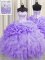 Visible Boning Organza Sweetheart Sleeveless Lace Up Beading and Ruffles and Pick Ups Quinceanera Gown in Lavender