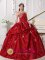 Mount Ida Arkansas/AR Wine Red Elegant Quinceanera Dress Clearance With Sweetheart Neckline Beaded Decorate