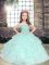 Hot Selling Apple Green Tulle Lace Up Straps Sleeveless Floor Length Pageant Dress for Girls Beading and Ruffles