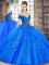 Simple Floor Length Lace Up Quinceanera Dresses Royal Blue for Military Ball and Sweet 16 and Quinceanera with Beading and Ruffles
