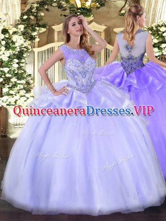 Hot Selling Lavender Sweet 16 Quinceanera Dress Sweet 16 and Quinceanera with Beading Scoop Sleeveless Zipper
