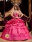 Oyonnax France Stylish Pretty Hot Pink Appliques Quinceanera Dress With Ruffles Sweetheart Ball Gown Taffeta
