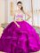 Flare Sleeveless Criss Cross Floor Length Beading and Ruffles Quinceanera Dress