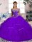 Ideal Off The Shoulder Sleeveless Brush Train Lace Up 15 Quinceanera Dress Purple Tulle