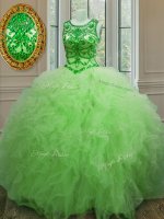 Tulle Lace Up Scoop Sleeveless Floor Length Quinceanera Gown Beading and Ruffles(SKU PSSW0148-2BIZ)