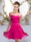 Cute Fuchsia Empire Sweetheart Sleeveless Chiffon Mini Length Lace Up Ruching Court Dresses for Sweet 16