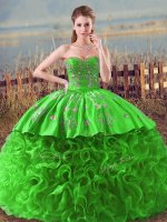 Beauteous Sweetheart Sleeveless Quinceanera Gowns Embroidery and Ruffles Fabric With Rolling Flowers(SKU PSSW1159MT-12BIZ)