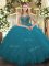 Teal Ball Gowns Tulle Sweetheart Sleeveless Beading and Ruffled Layers Floor Length Lace Up Sweet 16 Quinceanera Dress