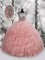 Luxurious Scoop Sleeveless Ball Gown Prom Dress Floor Length Beading and Ruffles Baby Pink Organza