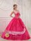Grantham Pennsylvania/PA Stylish A-line Coral Red Bows Sweet 16 Dress Sweetheart Satin Appliques with Beading