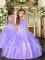 Lavender Backless Kids Formal Wear Beading and Ruffles Sleeveless Floor Length
