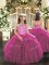Adorable Sleeveless Floor Length Beading and Ruffles Lace Up Kids Formal Wear with Fuchsia