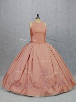 Ball Gowns Sweet 16 Quinceanera Dress Peach Scoop Taffeta Sleeveless Floor Length Zipper