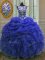 Edgy Royal Blue Quinceanera Dresses Military Ball and Sweet 16 and Quinceanera with Beading and Ruffles and Pick Ups Scoop Sleeveless Lace Up