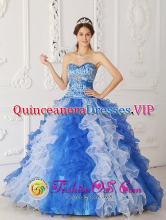 Ronda Spain Organza Sweetheart Quinceanera Dress In Beaded Decorate Multi-color