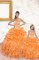 Customized Orange Ball Gowns Sweetheart Sleeveless Organza Floor Length Lace Up Beading and Ruffles and Pick Ups Sweet 16 Dresses