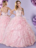 Pretty Organza Sleeveless Floor Length Quinceanera Gowns and Beading and Ruffles(SKU XFQD1307BIZ)