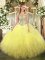 Fancy Floor Length Ball Gowns Sleeveless Yellow Sweet 16 Quinceanera Dress Lace Up