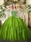 Extravagant Olive Green Ball Gowns Beading Quinceanera Gowns Lace Up Satin Sleeveless Floor Length