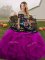 Black And Purple Tulle Lace Up Quinceanera Dress Sleeveless Floor Length Embroidery and Ruffles