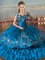 Sleeveless Embroidery and Ruffles Lace Up Sweet 16 Dress