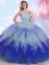 Designer Multi-color Tulle Zipper Quinceanera Gown Sleeveless Floor Length Beading and Ruffles
