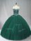 Fashion Beading Quinceanera Gown Dark Green Lace Up Sleeveless Floor Length