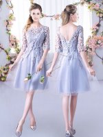 Latest Half Sleeves Lace Lace Up Quinceanera Dama Dress