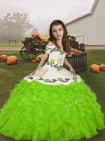 Ball Gowns Embroidery and Ruffles Girls Pageant Dresses Lace Up Organza Sleeveless Floor Length(SKU PAG1261-3BIZ)