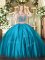 On Sale Baby Blue Lace Up 15 Quinceanera Dress Beading Sleeveless Floor Length
