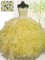 Fine Light Yellow Ball Gowns Sweetheart Sleeveless Organza Floor Length Lace Up Beading and Ruffles and Pick Ups Sweet 16 Dresses
