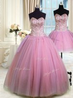 Wonderful Three Piece Sweetheart Sleeveless Lace Up Quince Ball Gowns Lavender Tulle(SKU PSSW0263KC002-6BIZ)